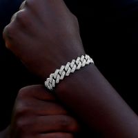 Hip Hop Men Women Two Row Rhinestone Paved Cuban Link Chain Bracelet Silver Color Iced Out Chain Cuban Anklet Bracelets Jewelry Headbands