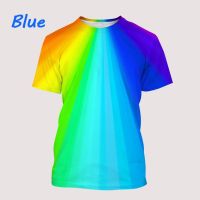 เสื้อยืดแขนสั้นพิมพ์ลาย3D เสื้อยืดสีรุ้งแฟชั่นฮิปฮอปลำลองสำหรับฤดูร้อน