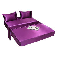 Satin Fitted Sheet High-End Solid Color Mattress Cover Elastic Band Bed Sheet Bedsheet постельное бельё