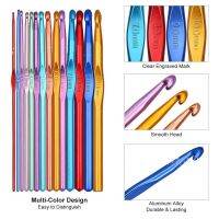 12Pc Metal Handle Crochet Needles Hooks Set 2-8mm for Knitting Weave Sewing