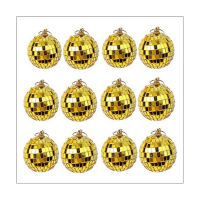 12-Piece Mirror Disco Hanging Ball Ball Decoration Party or DJ Lighting Effects (2 Inches, Gold)