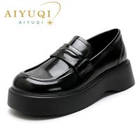 【LZ】☎✐✣  Aiyuqi mocassins couro genuíno das mulheres retro 2023 primavera nova jk deslizamento-sobre sapatos femininos moda estilo britânico estudante sapatos femininos