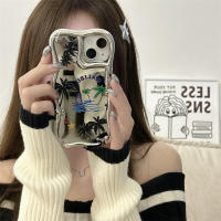 BBINS Apple ต้นมะพร้าวขอบคลื่นไฟฟ้า14เคสโทรศัพท์เหมาะสำหรับผู้หญิง iPhone 13แฟชั่น12/11