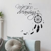 Never Stop Dreaming DreamCatcher Wall Sticker Mural Dreamcatcher Home Living Room Decoration Removable