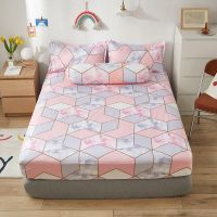 Bed Sheet With Elastic Twin/Full Size Fitted Sheets For Double Bed Geometric Style Mattress Covers drap housse (No Pillowcase)