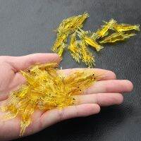 20Pcs/Lot Silicone Baits 4cm 1g Soft Fishing Lure Gold Artificial Shrimp Bait No hook Sea Fishing Winter Fishing X107