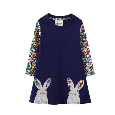 〖jeansame dress〗กระโดดเมตรเด็กขายร้อน39; S GirlsForSpringKids CottonAnimals EmbroideryDress