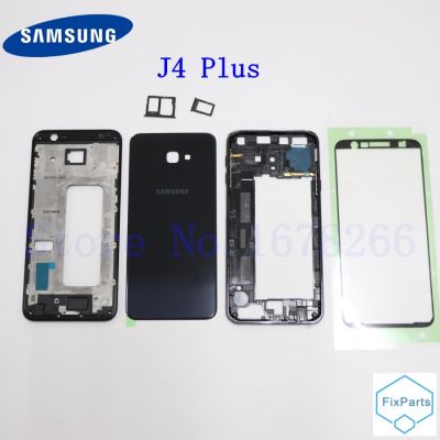 SAMSUNG Galaxy J4บวก2018 J4 + J415F J415 SM-J415F หน้าจอ LCD ที่อยู่อาศัยเต็มรูปแบบ J4กรอบกลาง + เคสประตูแบตเตอรี่