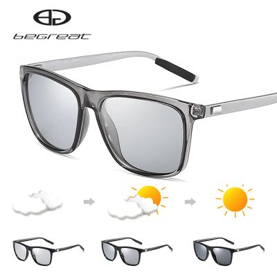 ﹍∈♗ Begreat Photochromic Polarized Sunglasses Men Square Classic Men Chameleon Glasses Male Sun Glasses Driving Eyewear