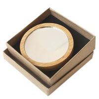 3Pcs Bamboo Cosmetic Mirror Round Portable Mirror Makeup Mirror Student Portable Beauty Tool with Box