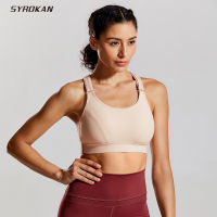 SYROKAN Sports Women S Spandex Front Adjustable No Wire High Impact Full Support Plus Size Wirefree Gym