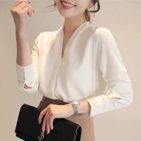 Women Shirts Long Sleeve Solid White Chiffon Office Blouse Women Clothes Womens Tops And Blouses Blusas Mujer De Moda 2022 A403