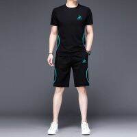 【Hot Sale】 French rooster summer new sportswear pure mens fitness sports short-sleeved five-point suit male