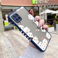 เคส M22ลายการ์ตูนปลอกสำหรับ Samsung Galaxy A22 4G A22 5G เคสแข็งกันแรงกระแทกดีไซน์ใหม่ Frosted ลายแมวบางน่ารักเคสโทรศัพท์ขอบนิ่มแฟชั่นกรอบซิลิโคนคลุมทั้งหมดฝาครอบป้องกันเลนส์กล้อง