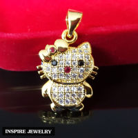 Inspire Jewelry ,จี้แมว งาน Design ประดับเพชรCZ และพลอยซาตัม ตัวเรือนหุ้มทองแท้ 24K ขนาด 1.5 x 2 CM พร้อมกล่องทอง