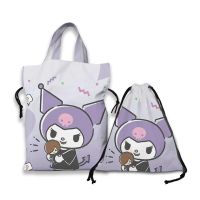 กระเป๋าถือผ้าใบลายการ์ตูน Sanrio น่ารัก Kuromi กระเป๋าช้อปปิ้งกระเป๋าถือกระเป๋าโท้ทเชือกรูดปากกระเป๋าของขวัญวันเกิดความคิดสร้างสรรค์