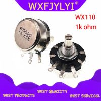 5pcs WX110 (010) 6mm Round 1k ohm Metal Shaft Single Turn Wire resistor Wound Potentiometer