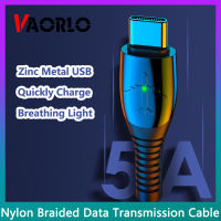 VAORLO USB โลหะสังกะสีสายชาร์จ5A ชาร์จเร็วสำหรับสายชาร์จไมโครชนิด C พร้อมสายส่งข้อมูลไฟสัญญาณ