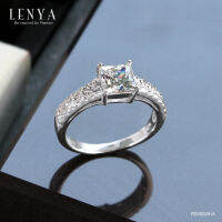 LENYA ETERNAL แหวนประดับ SWAROVSKI ZIRCONIA ทรงเหลี่ยมเจียระไนแบบ Princess Cut ตัวเรือนเงินแท้ชุบโรเดียม