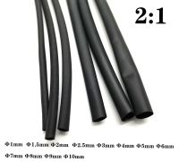 1Meter Black Soft 2:1 Heat Shrink Tube Wire Cable Insulation Tubing USB Protector Wrap Tube  Dia1mm 1.5mm 2mm 3mm 4mm 5mm 6  mm Cable Management