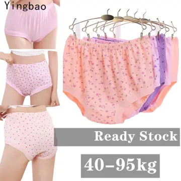 Yingbao 1pcs M-4XL 40-110kg Panty for Women Ice Silk Ladies Panties Seamless  Mid Waist Soft Breathable Underwear Brief Plus Size M L XL XXL 3XL 4XL