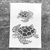 A4 29cm Two Sea Turtle DIY Layering Stencils Wall Painting Scrapbook Coloring Embossing Album Decorative Template