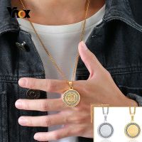 【CW】Vnox Allah Pendant for Men Women Gold Color Stainless Steel Faith Necklace Solid Metal Statement Jewelry