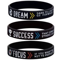 1Pc Motivational Quotes Dream Focus Success Wristbands Silicone Bracelets Rubber Bracelet Wristband Replacement Parts