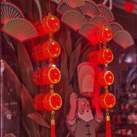 ✴❍✴ ???LED Chinese Knots String Lights 2023 New Year LED Light Spring Festival Light 2 PCS Red Lantern Blessing Couplet New Year Decorations Traditional Chinese Style Lantern Fairy Light String Battery Operated