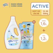 Combo Nước Giặt Xả Em Bé Pom Pom Active Sạch Khuẩn Khử Mùi - Chai 1