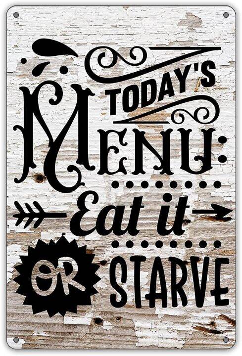 Funny Kitchen Quote Metal Tin Sign Wall Decor, Rustic Our Family