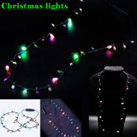 FMP 1 Pcs Mini กระพริบ Light-Up กระพริบไฟคริสต์มาสเครื่องแต่งกายสร้อยคอ8หลอดไฟ LED Christmas Party คอสเพลย์ไฟ LED สร้อยคอกระพริบ Light-Up กระพริบไฟคริสต์มาสสร้อยคอ8 LED 3โหมดกระพริบ