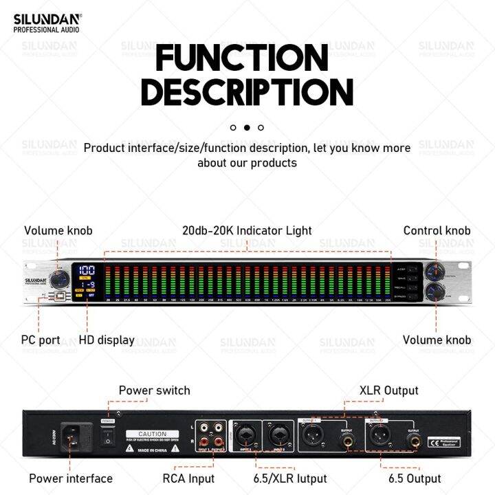 Graphic Equalizer 31 Band Balanced Effect Controller DJ Digital Mixer
