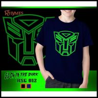 เสื้อยืดผ้าฝ้ายพิมพ์ลายขายดี เสื้อยืด พิมพ์ลายซุปเปอร์ฮีโร่ Transformers Optimus Glow In The Dark สําหรับเด็กS-5XL