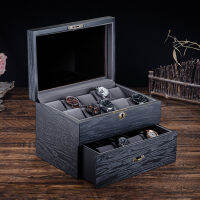 Black Luxury Wooden Watch Boxes Storage Organizer Box 20 Slots Wood Double Layer Watch Mechanical Lock Jewelry Display Case Gift