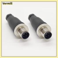 VERMILL 2Pcs 12mm ครับ ขั้วต่อตัวผู้ 4พิน M12 ขั้วต่อแบบวงกลม Unshiled PG7 ปลั๊กการบิน อุปกรณ์สำหรับอุตสาหกรรม