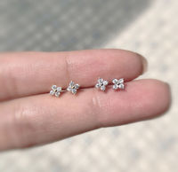 littlegirl gifts-Four-leaf clover stud earrings 4mm