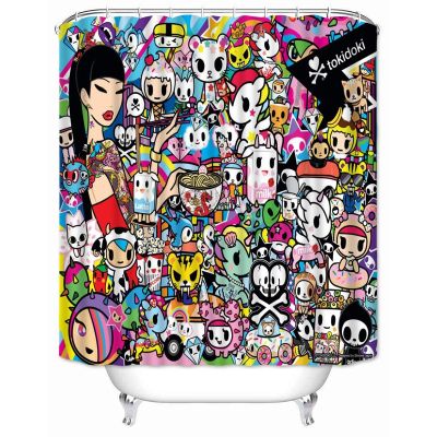 【CW】✖⊙  Musife Custom Shower Curtain Cartoon Polyester Fabric With Hooks