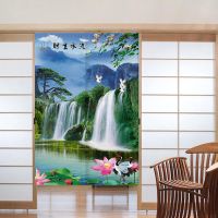 Fashion 2023 Door Curtain Customize Chinese Landscape Thickened Cotton Doorway Home Decor High Quality