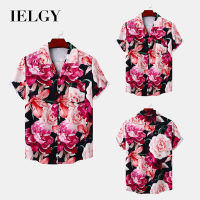 IELGY เสื้อพิมพ์ลายแขนสั้นผู้ชายลายดอกกุหลาบ,เสื้อวัยรุ่น