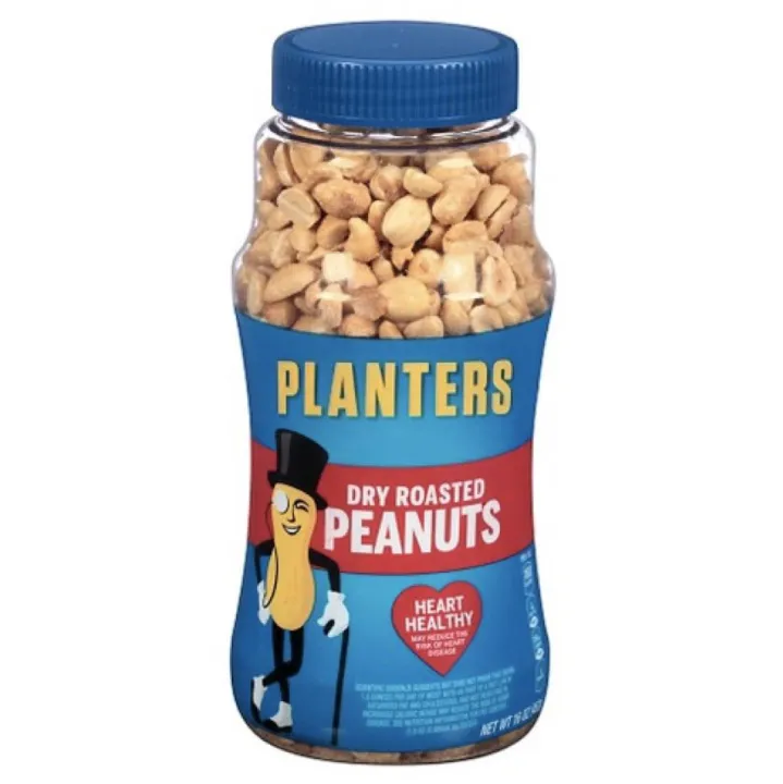 Planters Heart Healthy Dry Roasted Peanuts Original (Unsalted) 16oz แพน