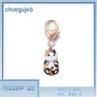 ของขวัญ CHUEGUJE6พวงกุญแจแมวสังกะสีอัลลอยด์จี้เคสหูฟังสำหรับผู้หญิงพวงกุญแจเครื่องประดับอัญมณีการ์ตูนแมว