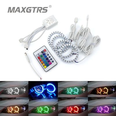 ☃ MAXGTRS Angel Eyes 5050 RGB Halo Rings LED Bulb Flash Car Headlight DRL With IR Control