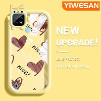 YIWESAN เคสสำหรับ Xiaomi MI Realme C21ลายการ์ตูนน่ารักรูปหัวใจสีช็อกโกแลตเคสนิ่มโปร่งใสกันกระแทกใสเรียบง่ายปลอกเคสโทรศัพท์รูปหัวใจ