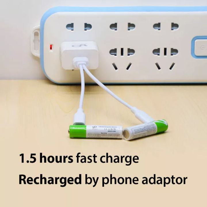 ถ่านชาร์จ-usb-ขนาด-aaa-ถ่านลิเธียมไอออน-1-5-v-750-mwh-ชาร์จไฟได้-มากกว่า-1200-ครั้ง-พร้อมสายชาร์จ-usb-type-c-แพค-aaa-4-ก้อน