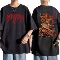 Harajuku Berserk ผู้ชายผู้หญิงฤดูร้อนแขนสั้น Cal Guts ผู้ชายผู้หญิง Hip Hop TopS-5XL