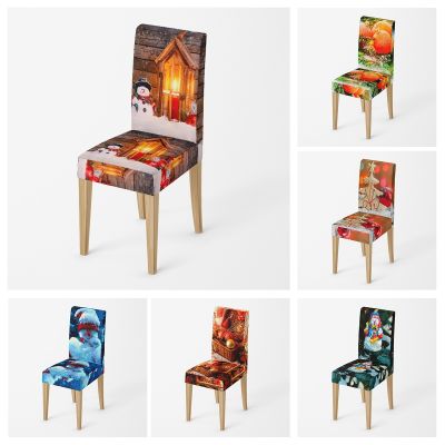 【lz】⊕☂  Elastic Fabric Chair Cover para Casa Capas de Cozinha Ajustável Natal Jantar Casamento