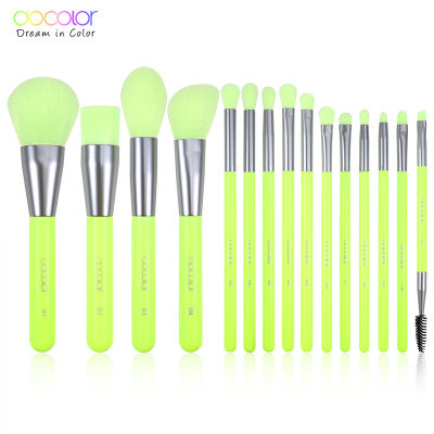 Docolor 15pcs Neon Makeup Brushes Tool Set Cosmetic Powder Foundation Eye Shadow Blush Blending Beauty Make Up Brush Maquiagem