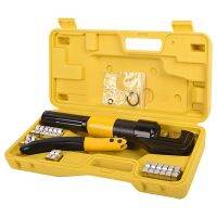 6T Hydraulic Crimp Tool 12-2/0 AWG Battery Cable Crimp Tool 0.43 inch Travel Hydraulic Lug Crimper with 9 Pair Die