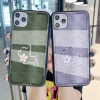 เคสโทรศัพท์ Samsung A50 A70 A11 A21S A31 A41 A51 A71 A52 4G 5G สีม่วงสีเขียวน่ารัก Doggy กระจกอย่างหนาเคสกันกระแทก